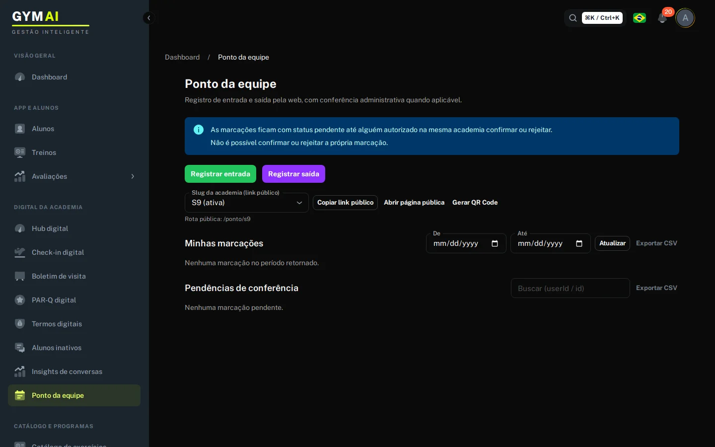 Módulo de ponto da equipe (em desenvolvimento).