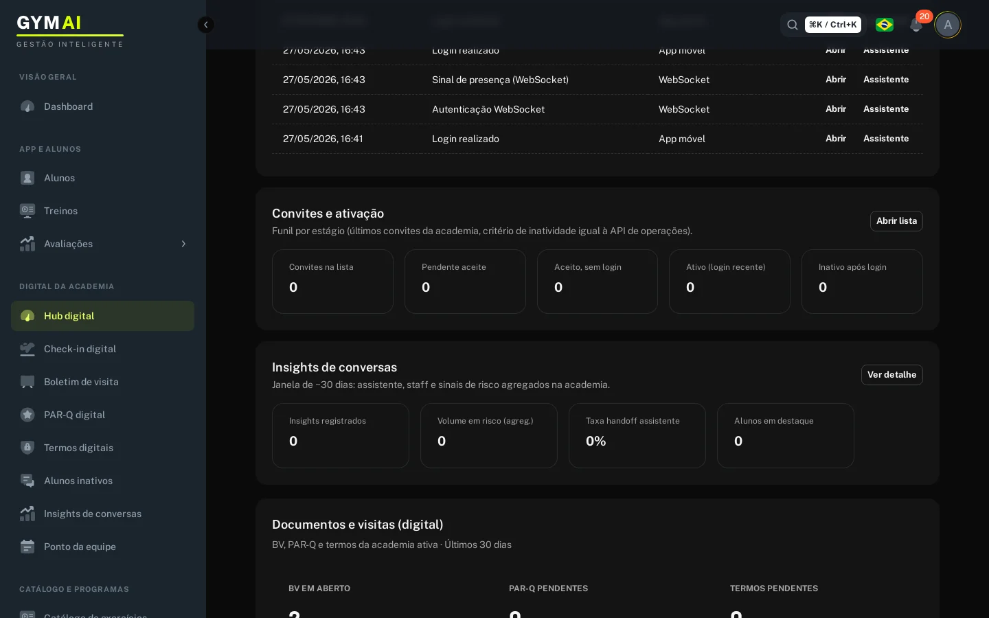 Recepção — canal onde o bot assumirá o primeiro contato.